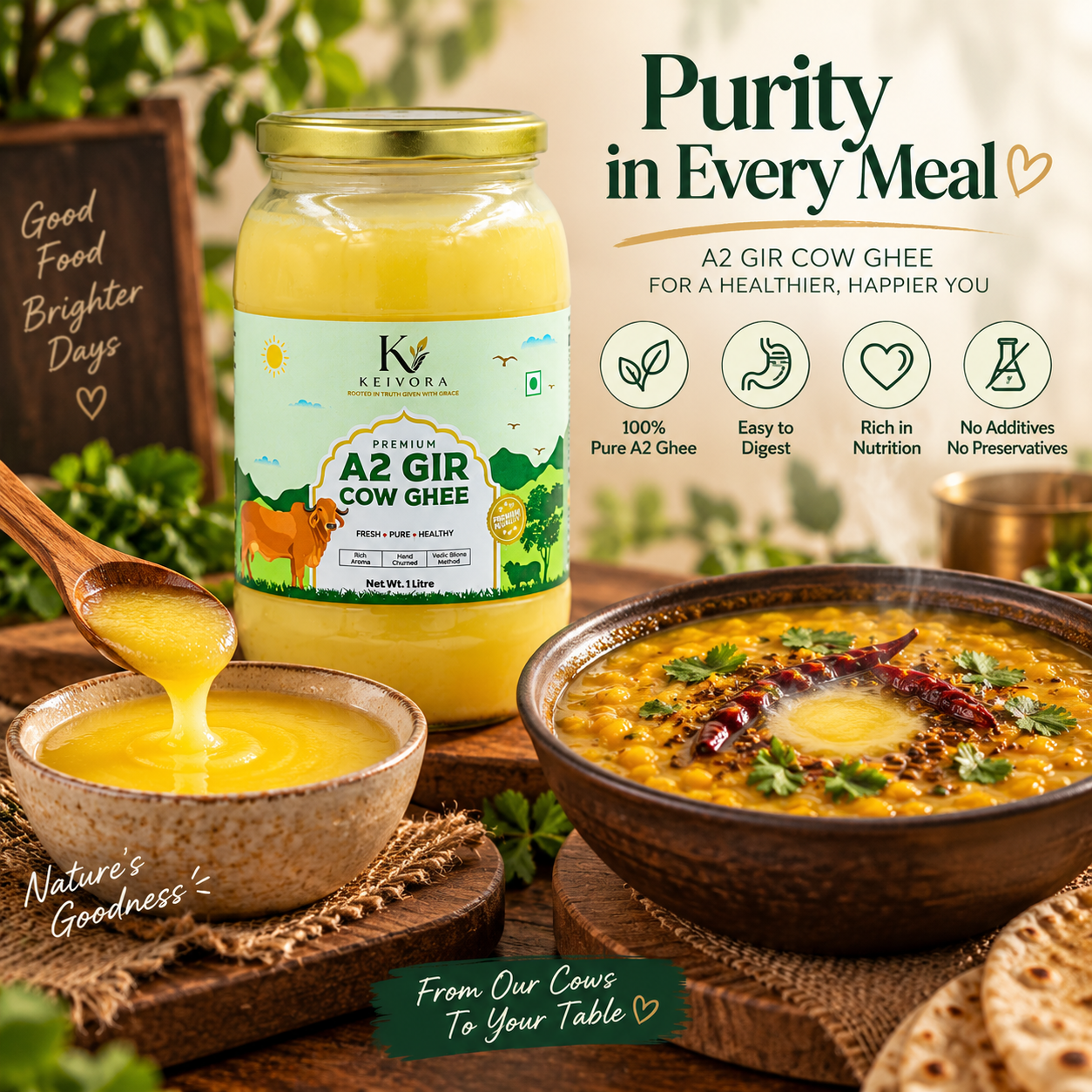 Best Seller : Pure Gir Cow Bilona Ghee - 1 Litre - Image 3