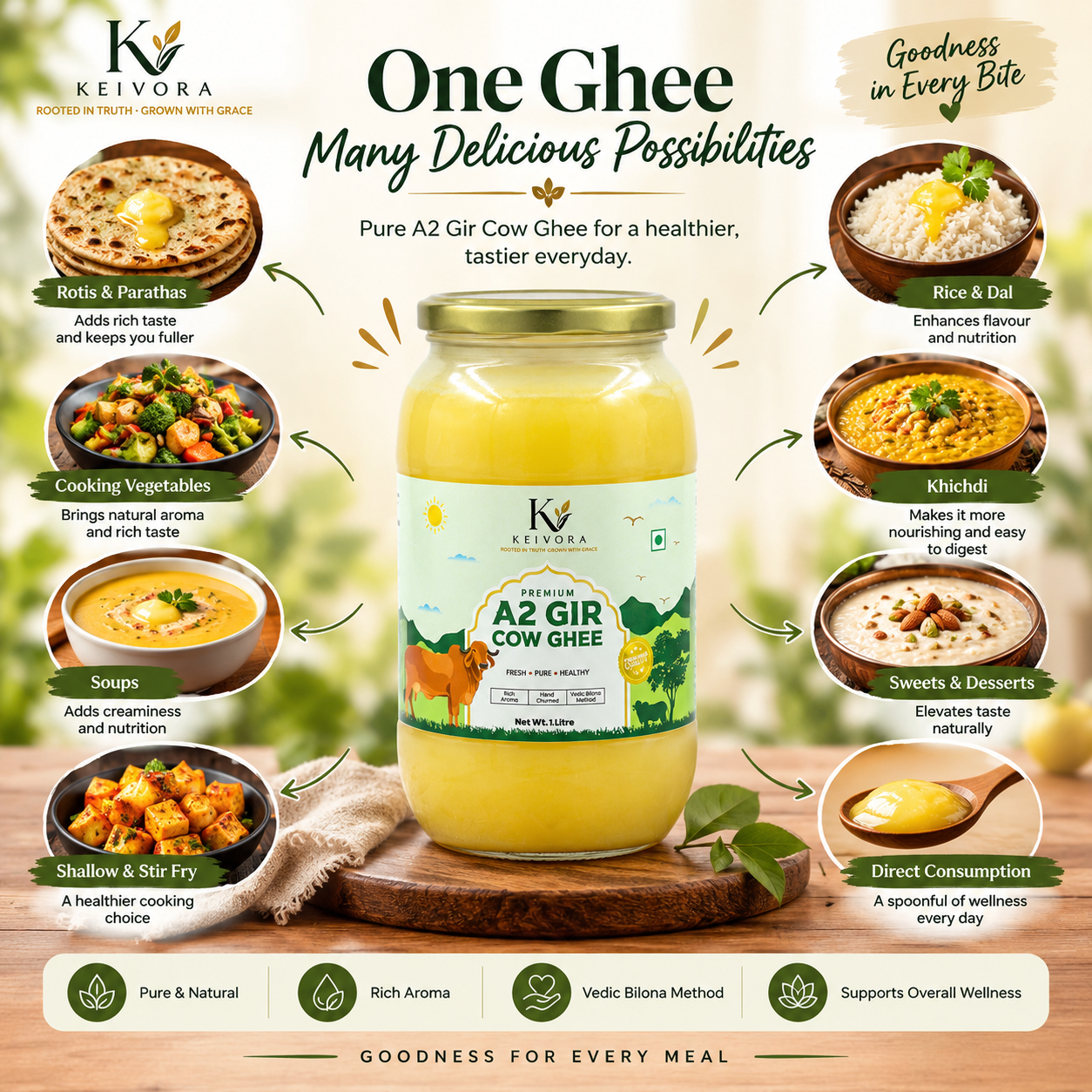 Best Seller : Pure Gir Cow Bilona Ghee - 1 Litre - Image 2